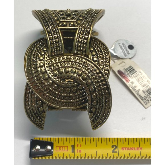 Bronze Tone Bracelet Stretch Chunky Art Deco Textured Filagree Style & Co - Picture 4 of 10